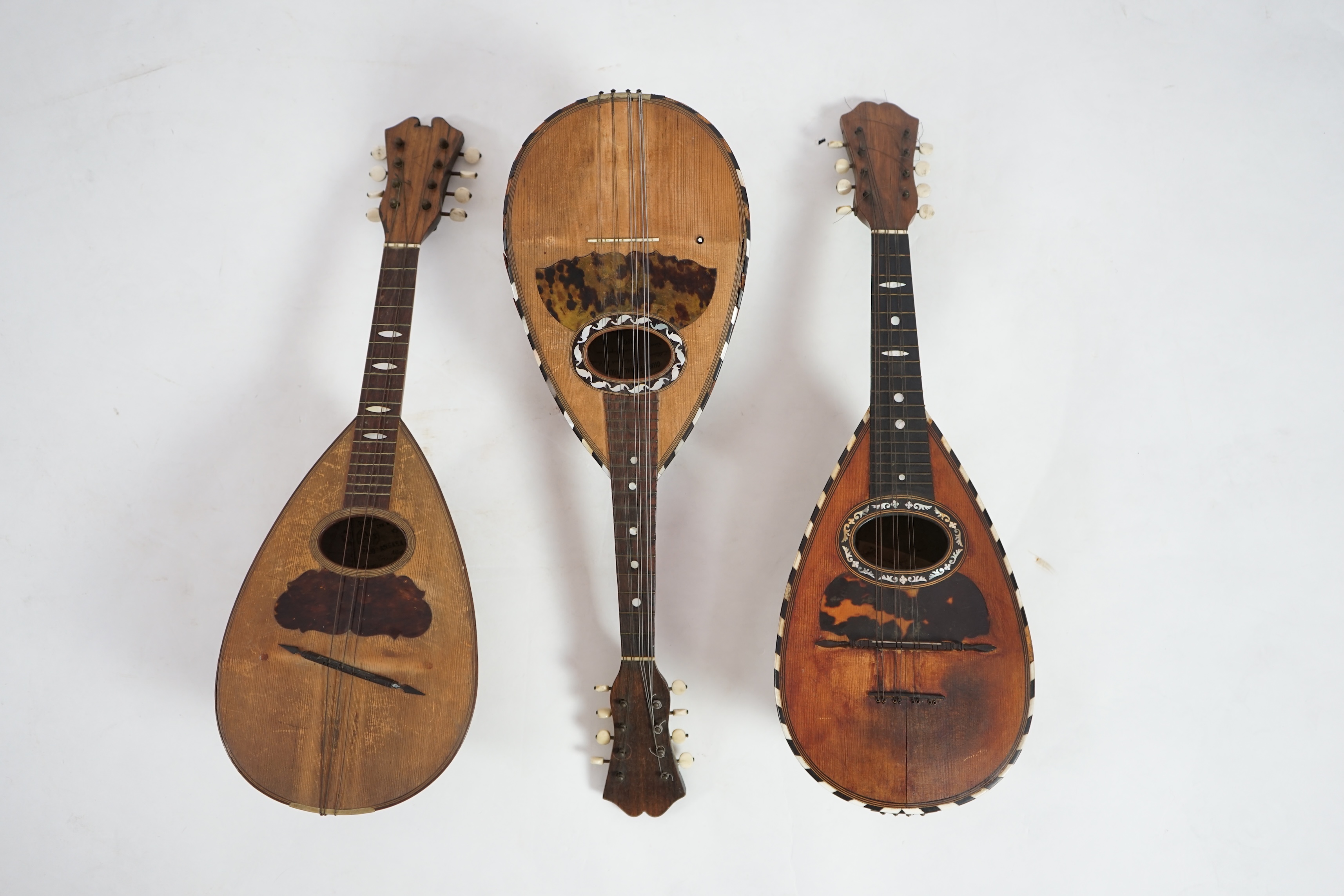 Three late 19th century Neapolitan mandolins